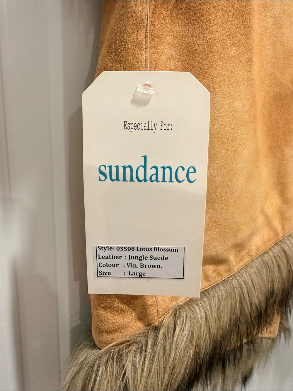 Sundance Tan Faux-Fur Trim Embroidered Vest - Picture 6 of 7